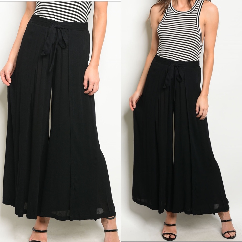 Allegra Black Flowy Boho Pants